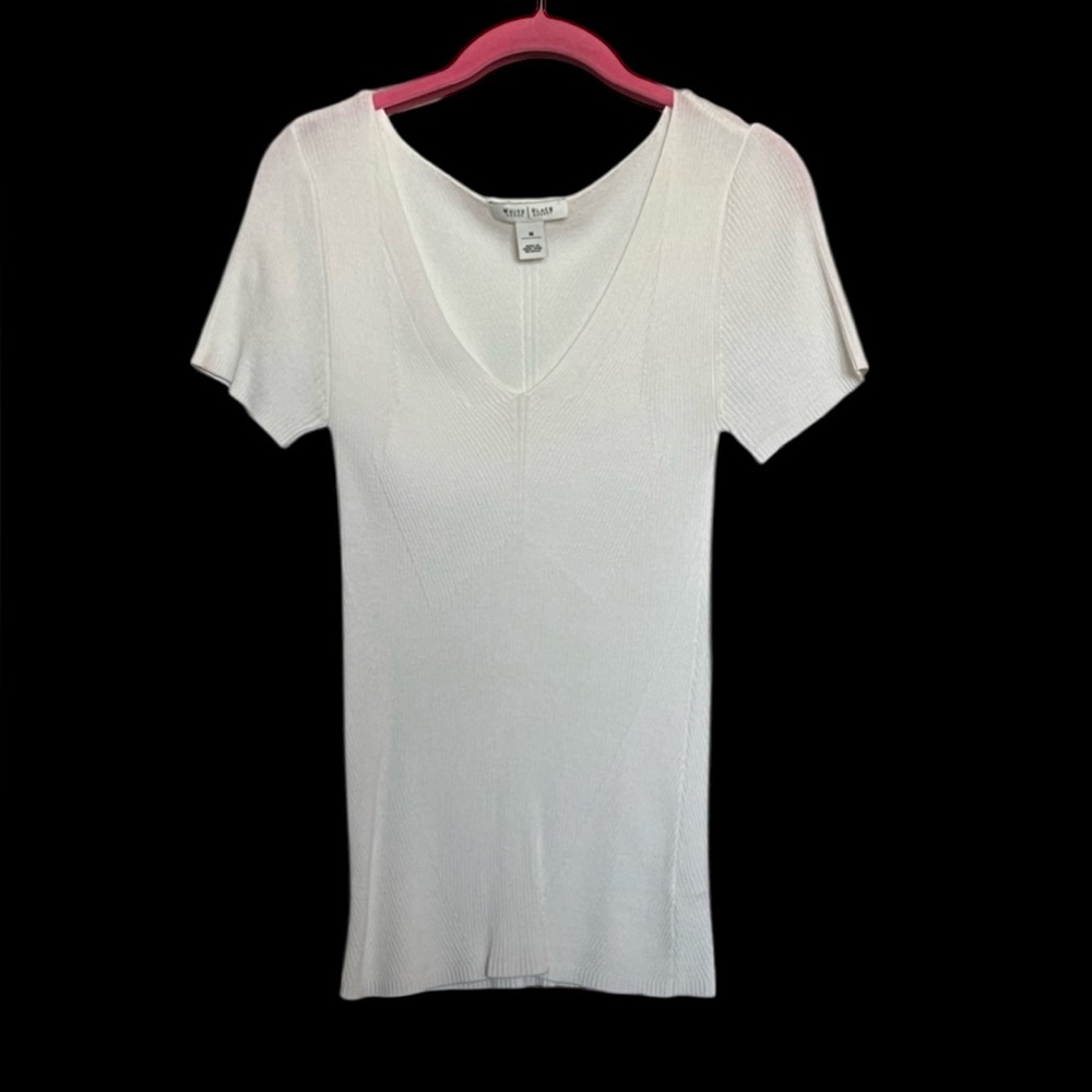 White House Black Market Off White Short Sleeve Blouse, Size Medium
